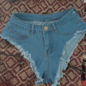 Denim Frayed Hem Women Shorts